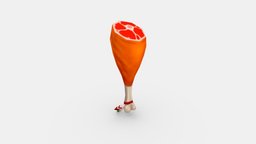Cartoon ham food, turkey, bone, meat, chicken, dinner, day, meal, eating, thigh, lunch, hungry, miscellaneous, thanksgiving, lowpolymodel, handpainted