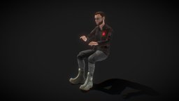 ハッカー The Hacker ハッカー (Rigged computer, leather, avatar, boy, future, jacket, hacker, clothes, cyberpunk, network, working, job, jeans, neon, typing, denim, jacker, leatherjacket, character, scifi, man, male, keyboard, futureclothing