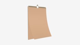 Wall calendar 02 square, empty, white, template, paper, clean, mockup, spiral, mock, page, calendar, blank, 3d, pbr, wall