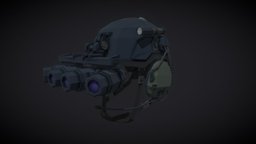 Low Poly Swat helmet with night vision goggles nightvision, millitary, swat, nightvisiongoggles, lowpolystyle, blender, helmet