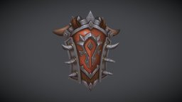 Horde Warfronts Shield prop, 3dcoat, gamedev, worldofwarcraft, handpaintedtexture, props-assets, lowpolymodel, blizard, handapinted, blender, lowpoly, blender3d, wow, handpainted-lowpoly, noai