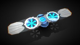 Cyberpunk Hoverboard hoverboard, cyberpunk, neon, science, game-ready, game-asset, low-poly, animation, animated, rigged