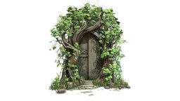 Overgrown Door tree, overgrown, door, environment