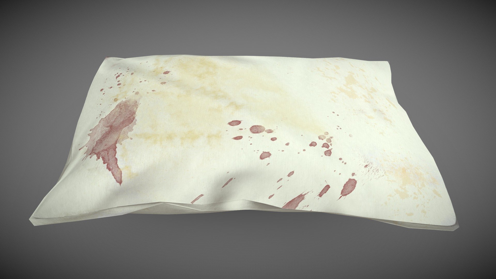This pillow was built to work in engine as part of my final year of university.

It was made to be a part of a bedroom that has been shifted around and used as a serial killer's killing room. 

The high poly bake was created by smoothing the mesh in Maya and then taking that into Zbrush to create further creases and folds in the pillow.

The textures were created in Quixel Mixer - Old stained pillow - 3D model by EthanDean 3d model
