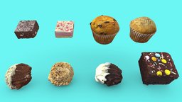 Desserts Collection food, cake, cupcake, banana, 3dscanning, dessert, slice, desserts, photogrammetry, hedgehog-slice