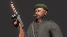 1970 Gangster Soldier humanoid, armed, soldier, shooter, shoot, mafia, gunman, combat, movie, gangsta, gangster, hitman, thug, character, human, gun, war, person