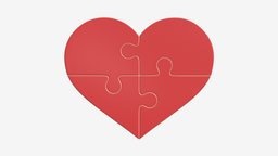 Jigsaw puzzle heart 01 symbol, red, heart, element, shape, valentine, piece, puzzle, jigsaw, marriage, constructor, 3d, pbr
