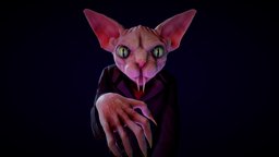 Nosfecat cat, vampire, cats, 3d-model, nosferatu, zbrushsculpt, low-poly-model, low-poly-art, zbrush-sculpt, vampires, substancepainter, substance, painter, maya, low-poly, lowpoly, maya2018, zbrush