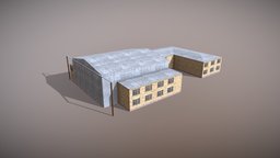 Airport Hangar OAKB ATB Hangar tower, room, storage, control, airplane, exterior, international, airport, aircraft, hangar, station, terminal, rescue, gateway, passage, passageway, airbridge, teletrap, airlift, low-poly, building, oakb