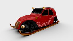Citroen 2CV  Xmas citroen, french, european, transport, saloon, xmas, christmas, classic, 2cv, sleigh, iconic, low-poly, vehicle, lowpoly, car, deux-chevaux, 2cv-a, umbrella-on-weels, economy-car, santas-sleigh