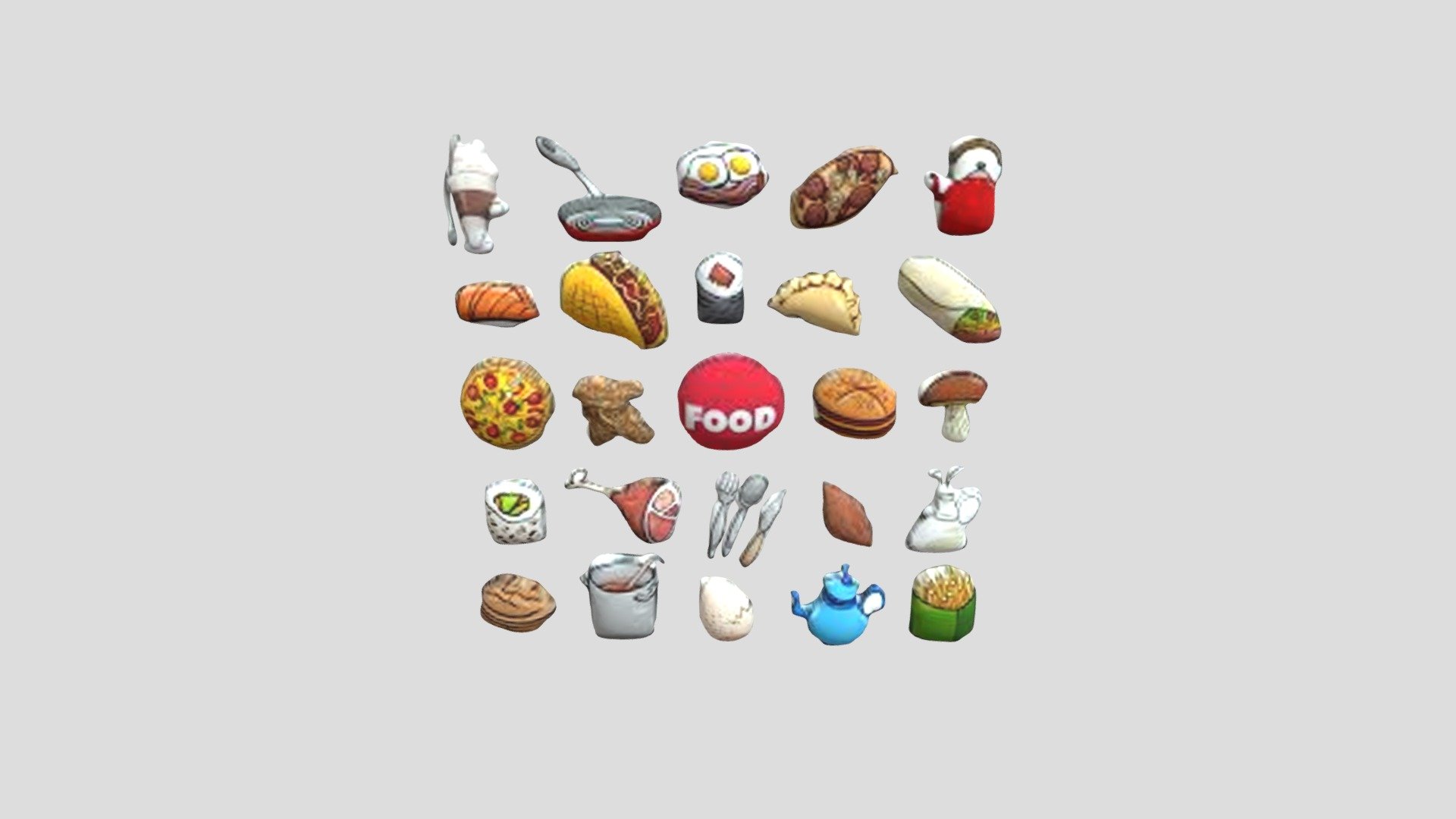 food pack - Cartoon food pack - Download Free 3D model by usere3 3d model