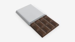 Chocolate bar packaging opened 01 bar, food, brown, candy, chocolate, milk, whole, dessert, opened, bitter, cocoa, pbr, 3ds, dark