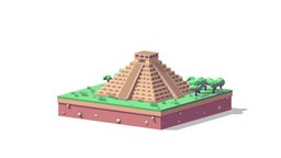 Cartoon Low Poly Chichen Itza kit, toon, toy, set, pack, landmark, travel, sight, print, lowpolyart, antonmoek, chichen-itza, blenderart, illsutration, polygonia, maya, asset, game, blender, art, lowpoly, gameart, simple, temple