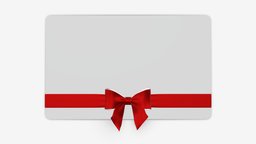 Christmas gift card with ribbon 03 card, bow, christmas, gift, holiday, birthday, greeting, ribbon, certificate, 3d, pbr