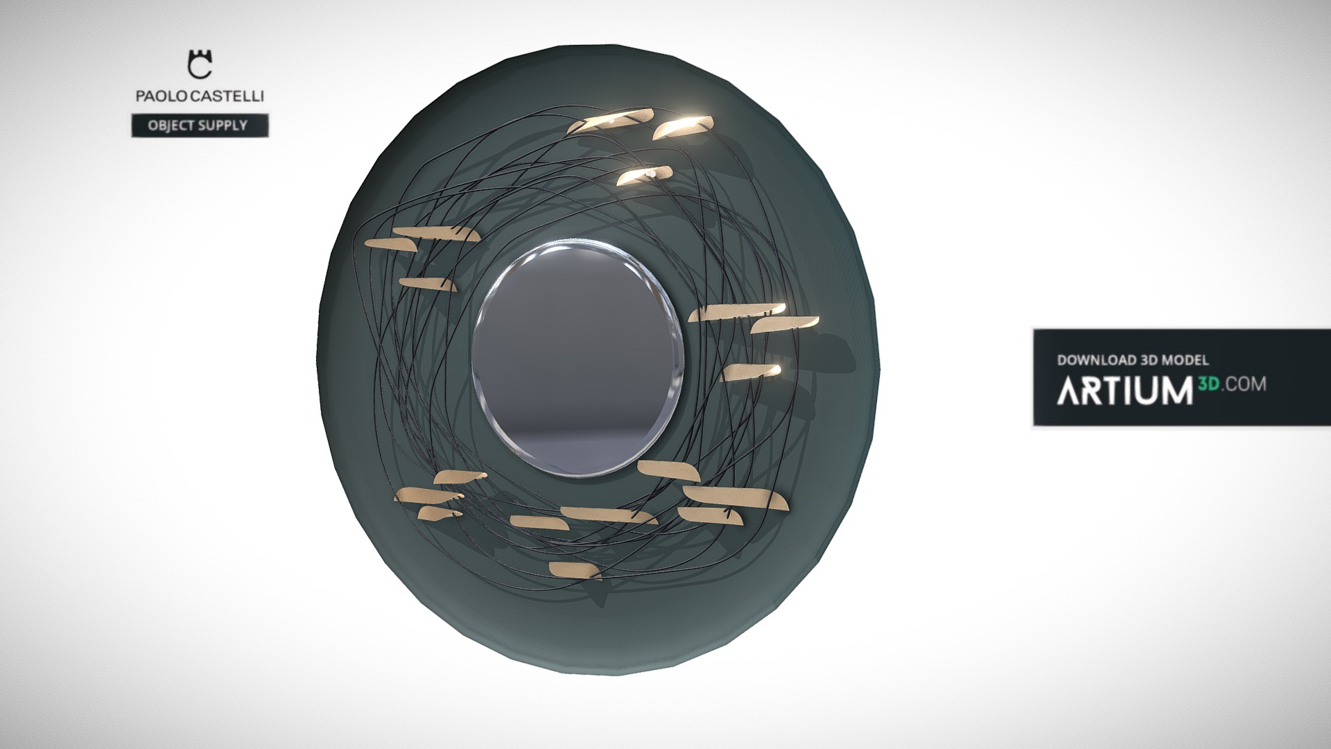 Lamp Anodine circle from Paolo Castelli - Design by Paolo Castelli
steel wire, galvanized and mirror glazed metal, LED lighting

size:  w-8 x d-100 cm

code: SV-051 - Lamp Anodine circle from Paolo Castelli - Buy Royalty Free 3D model by ARTIUM3D 3d model