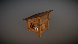 Stockpile crate, storage, barrel, warehouse, cartoony, handpainted, cartoon, lowpoly, wood