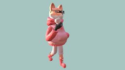 Fox with coffee toon, cute, coffee, cartoony, fox, journalist, cartooncharacter, cartoon