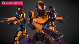 Weaponized Autonomous Sentinel Police police, future, mechanical, riffle, robotics, droid, electronic, ingame, android, squad, sentinel, autonomous, dystopian, enforcer, taskforce, dystopic, military, futuristic, robot, villain, evil