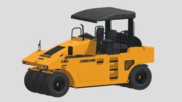 Volvo ABG PT240R Compactor drum, roll, transport, road, double, equipment, vr, ar, roller, compactors, roadworks, asphalt, paver, compactor, bitumen, pressing, game, vehicle, low, poly, construction, industrial, asphalting