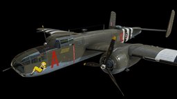 North American B-25 Mitchell usaf, ww2, aviation, england, uk, raf, propeller, b-25, royalairforce, ww2planes, substancepainter, substance, asset, blender, lowpoly, blender3d, mobile, plane, usa