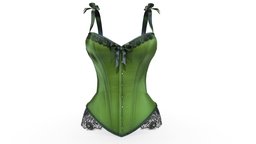 Lace Bottom Corset With Straps green, red, trim, fashion, purple, girls, bottom, clothes, with, straps, womens, decorated, lace, teal, wear, bows, corset, pbr, low, poly, female