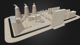 Nuclear Power Plant 3D Model tower, plant, power, nuclear, reactor, energy, atomic, max, station, powerplant, cooling, powerstation, 3d, model, 3ds, building, factory, electric, industrial