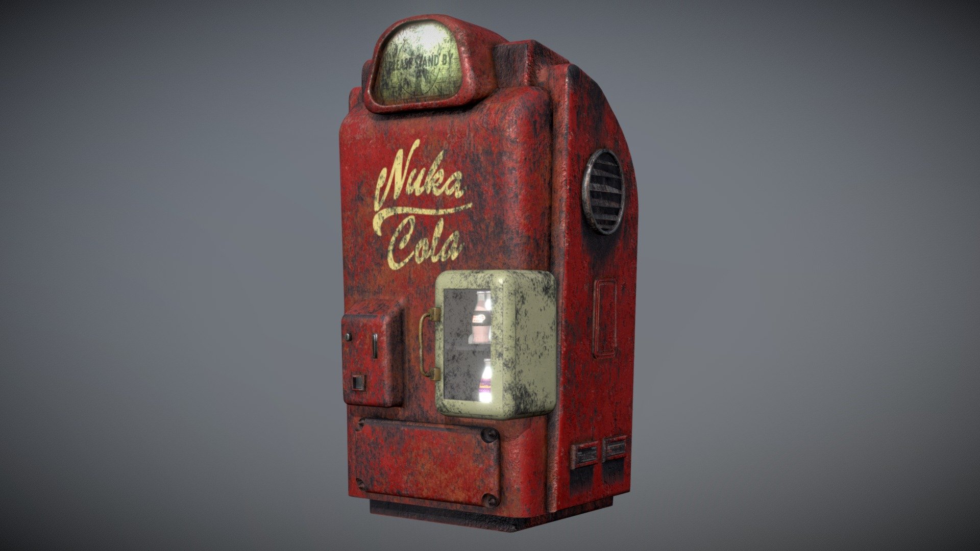 Nuka-cola vending machine

with Nuka cola bottles

Hard surface height detailed model
Funkcional doors - Nuka-cola vending machine - Buy Royalty Free 3D model by Thomas Binder (@bindertom61) 3d model