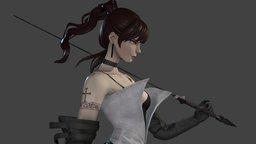 Sword Fighter cute, figure, , realtime, figurine, substancepainter, substance, maya, girl, 3d, pbr, substance-painter, zbrush, sword, anime