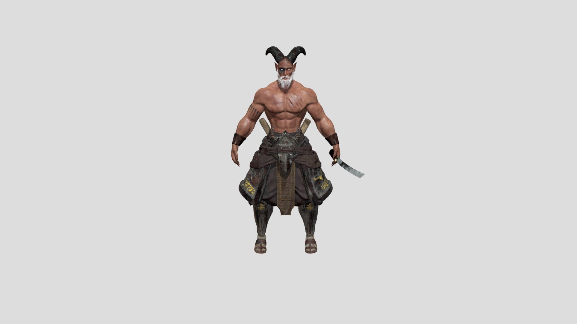 Hey guys
This is 3d model of samurai.
Made in following softwares:
High Poly with Zbrush and Marvelous Designer. Retopo and UVs with Maya. Baking and render with Marmoset ToolBag. Textures with Substance Painter 3d model
