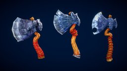 Trio Axe Collection 1 (GameReady) axes, two-handed, one-handed, weaponaxe, axe-of-war, axe-weapon, axe-lowpoly, sword-3d-model, weapon, axe, gameready, axetexturingchallenge, axe-3d-model, basicaxes