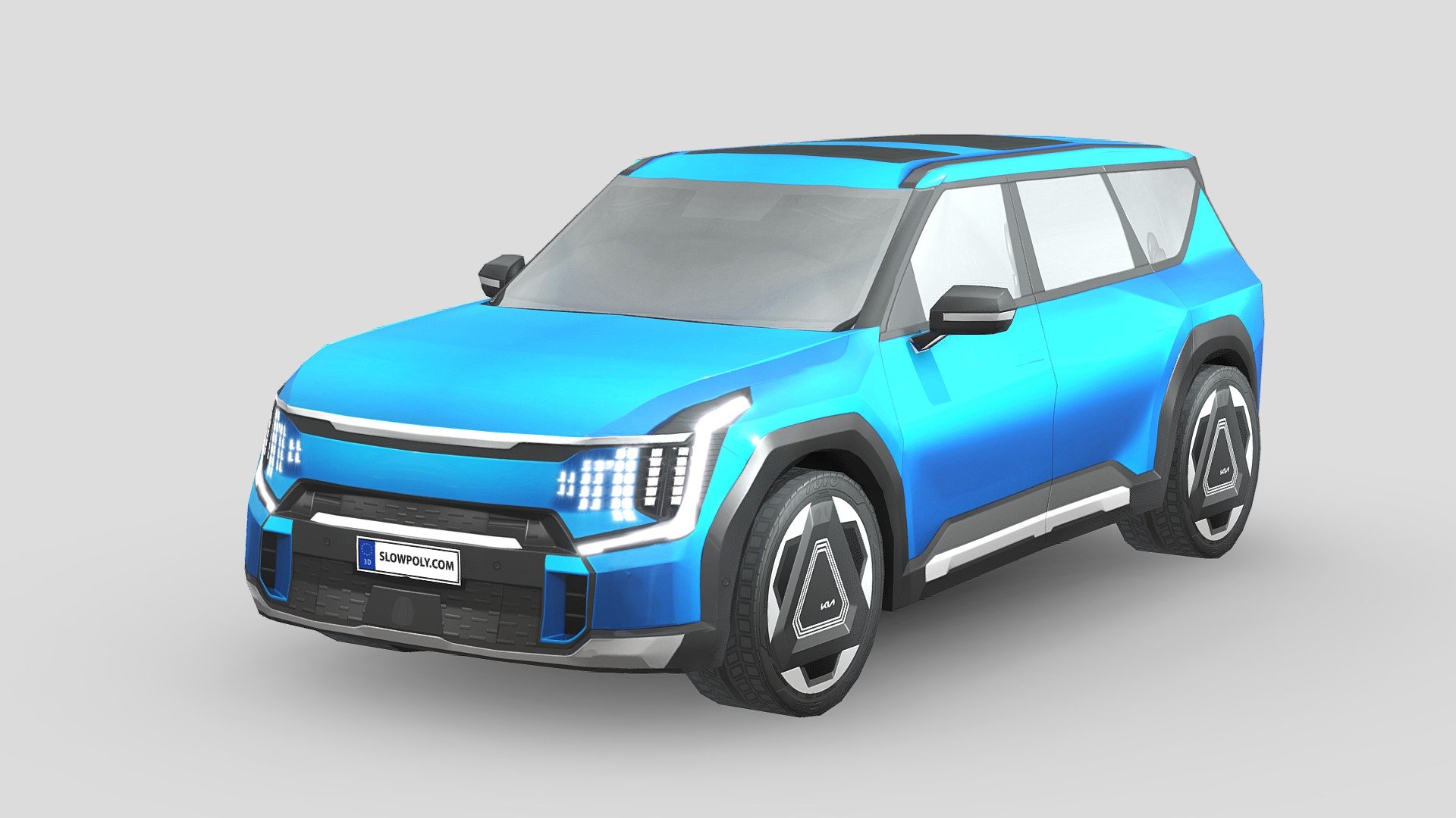 Buckle up and join the ride with our incredible 3D model car! With few polygons, it’s light, flexible, and realistic. High-quality textures bring it to life. Effortlessly integrate it into any project and let your creativity soar. Get ready for a thrilling journey!

If you love this 3d model and curious about how it’s done, visit our tutorial here: 
https://www.slowpoly.com/l/course unlock the technique, tool and trick to crafting this detailed-looking low poly car now! - Kia EV9 GT-Line - Buy Royalty Free 3D model by slowpoly 3d model