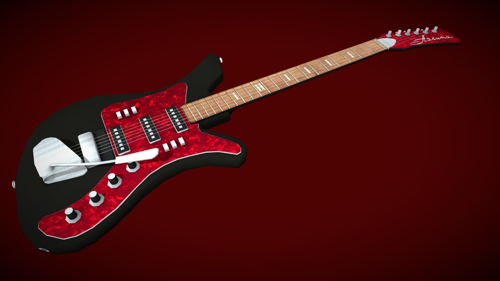 The classic Soviet electric guitar AELITA, produced by two factories MPO KAVKAZ (Rostov-Don in Rostov-on-Don and Terek in Ordzhonikidze) and the Rostov button accordion factory, from approximately 73rd to 88th year. 

Lowpoly electric guitar. Texture is in PNG format and have 1024x1024 resolution 3d model