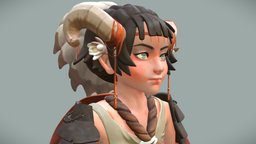 Ram Knight horns, goat, cute, sheep, battle, costume, cutegirl, stylizedcharacter, handpainted, girl, game, blender, knight