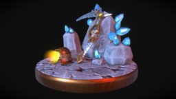 Geomancer Weapon & Hat PBR hat, geo, mine, mining, tools, crystal, miner, ore, gems, pickaxe, gemstone, grinding, game, art, pbr, gameart, helmet, technology, fantasy, geomancer, noai