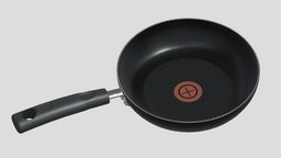 8 Inch Frypan Low Poly PBR cooper, pot, restaurant, ware, aluminum, equipment, frying, pan, vr, ar, handle, metal, tool, kitchen, stainless, large, saucepan, kitchenware, skillet, metaverse, glass, 3d, interior, saute, frypan