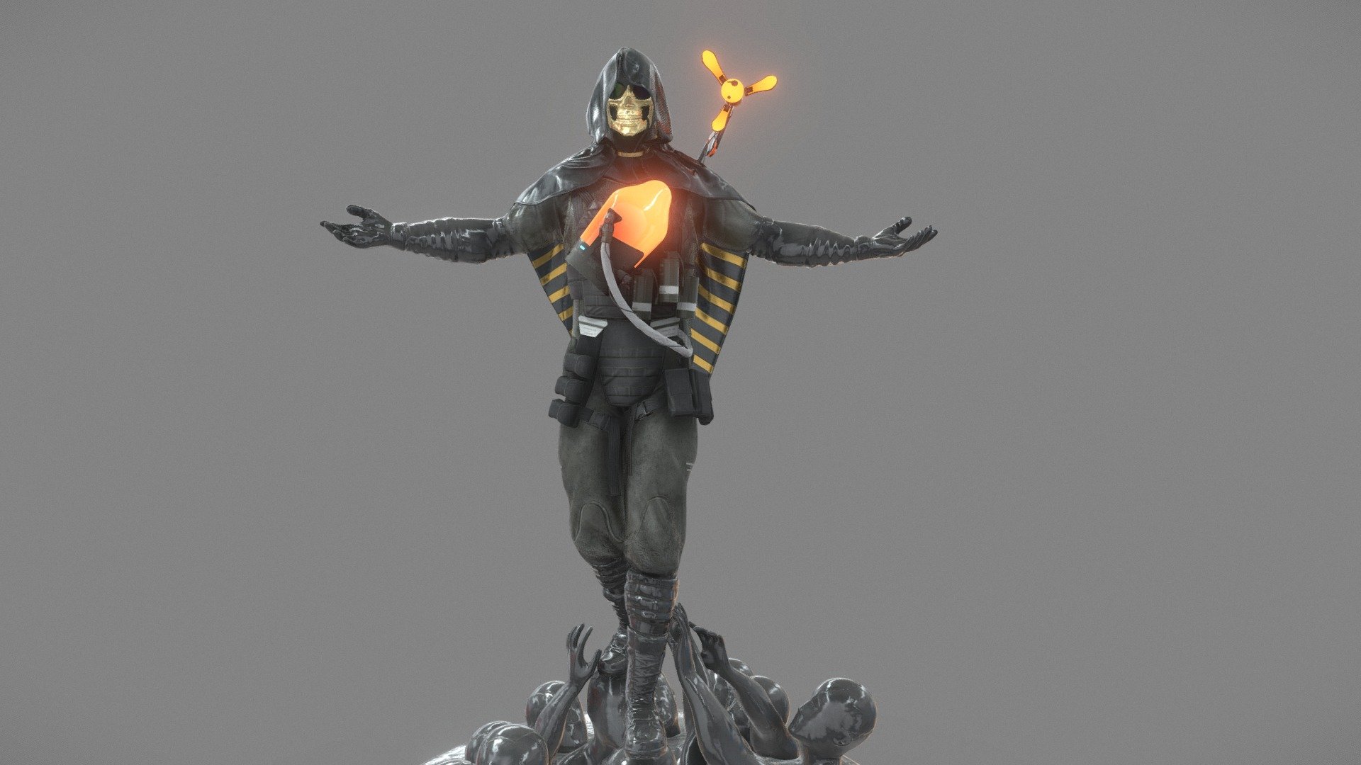 I created this for almost 60 hours but it was worth it!
Here is the speed art I did. :)

If you want to see the Rendered Version-
https://www.artstation.com/codoo

Modeling part-
https://www.youtube.com/watch?v=xokoJtyjEm8
Texturing Part
https://www.youtube.com/watch?v=iyPmk-VfeKc
I really like doing this kind of modelling so please follow to my sketchfab and SUBSCRIBE TO MY YOUTUBE CHANNEL.

Created in Blender, Zbrush and Substance Painter - Higgs Monaghan - Death Stranding (Fan Art) - Buy Royalty Free 3D model by EmmanuelPanlican 3d model