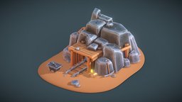 Stylized Mine sculpt, rail, mine, railway, coal, coalmine, coalmining, substancepainter, low-poly, blender, lowpoly, blender3d, zbrush, stylized