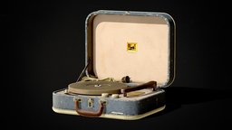 Vintage 60s Record player / Turntable music, abandoned, leather, vintage, retro, six, worn, century, mid, ready, brown, table, player, designer, plug, record, vinyl, old, 60s, game-ready, hifi, felt, canvas, cable, foldable, sixties, ties, recordplayer, midcentury, victrola, low-poly, game, lowpoly, low, poly, decoration, blue, gameready, vinylplayer, "collapsable", "victorola"