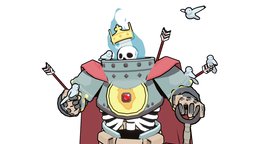 Bird King skeleton, bird, warrior, crom, low-poly, sword, noai