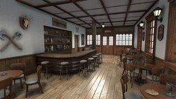 British Pub food, product, barrel, restaurant, pub, unreal, diner, mug, tables, vr, beer, booth, irish, substance, unity, blender, pbr, wood, interior