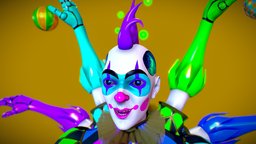 Sci Fi clown, circus, future, cyberpunk, retopology, color, android, glow, colorful, harlequin, futuristic-living, futuristic-sci-fi, substancepainter, substance, maya, character, sci-fi, futuristic, technology, zbrush, robot, gameready, xppensculptchallenge