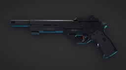 SCIFI Pistol hard, surface, firearm, pistol, opera, weapon, blender, scifi, gun, noai