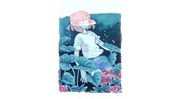 Soaked girl Heikala Tribute hair, 3dart, wet, pink, gamedev, color, water, beautiful, colorfull, relax, indiedev, illustration, under, watercolor, calm, bubbles, relaxation, relaxing, heikala, soak, maya, handpainted, girl, 3d, photoshop, art, lowpoly, zbrush