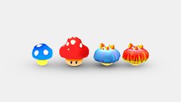 Cartoon poisonous mushroom plant, forest, mushroom, mold, nature, mould, poisonous, lowpolymodel, handpainted