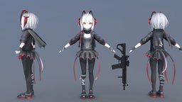 [Arknights] W (T-Pose) cute, t-pose, moe, w, tpose, readyforgame, girl, cartoon, game, 3dsmax, pbr, female, zbrush, gun, anime, rigged, arknights, accurig