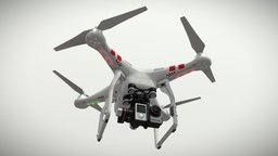 DJI Phantom 2 Quadcopter with GoPro HERO4 spy, flying, drone, platform, action, aerial, recording, extreme, gimbal, aircraft, camera, recorder, quadcopter, navigation, camcorder, actioncamera, low-poly, 3d, low, poly, model, fly, helicopter, video, sport