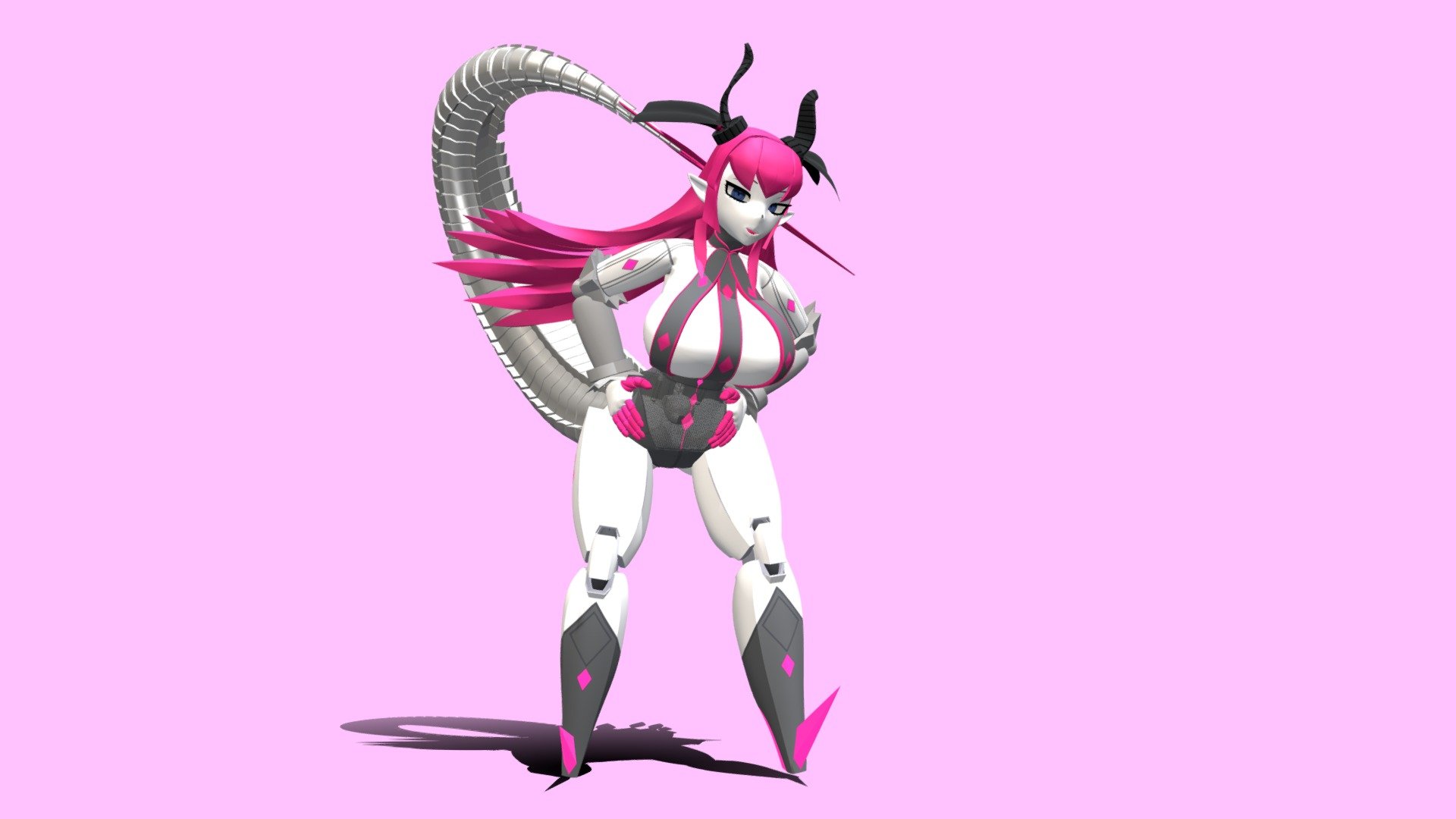 A 3D model of Mecha Eli-chan from Fate/Grand Order. Though, edited to my own personal preferences and based off the art of another artist that I've followed for quite some time.

The VR/AR view has been scaled to roughly match the size of a pilot.

Updates on my current model work can be found on my twitter.