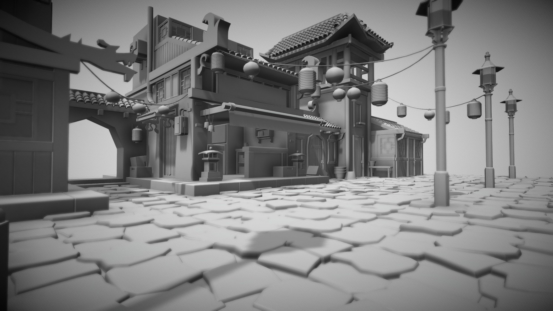 This is a Japanese style market environment i made in maya. this took 2 days to model, right now i didn't done any texturing on this but i'm planning to do in future. please share your views on this i would love to know what are your view and how can i improve my modelling techniques.