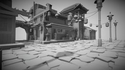 Japanese Environment lantern, pagoda, downloadable, blender3dmodel, japanese-house, environment-game, freemodel, gamereadyasset, japanese-culture, downloadfree, maya, game, blender, lowpoly, blender3d, free, download, environment, japanese