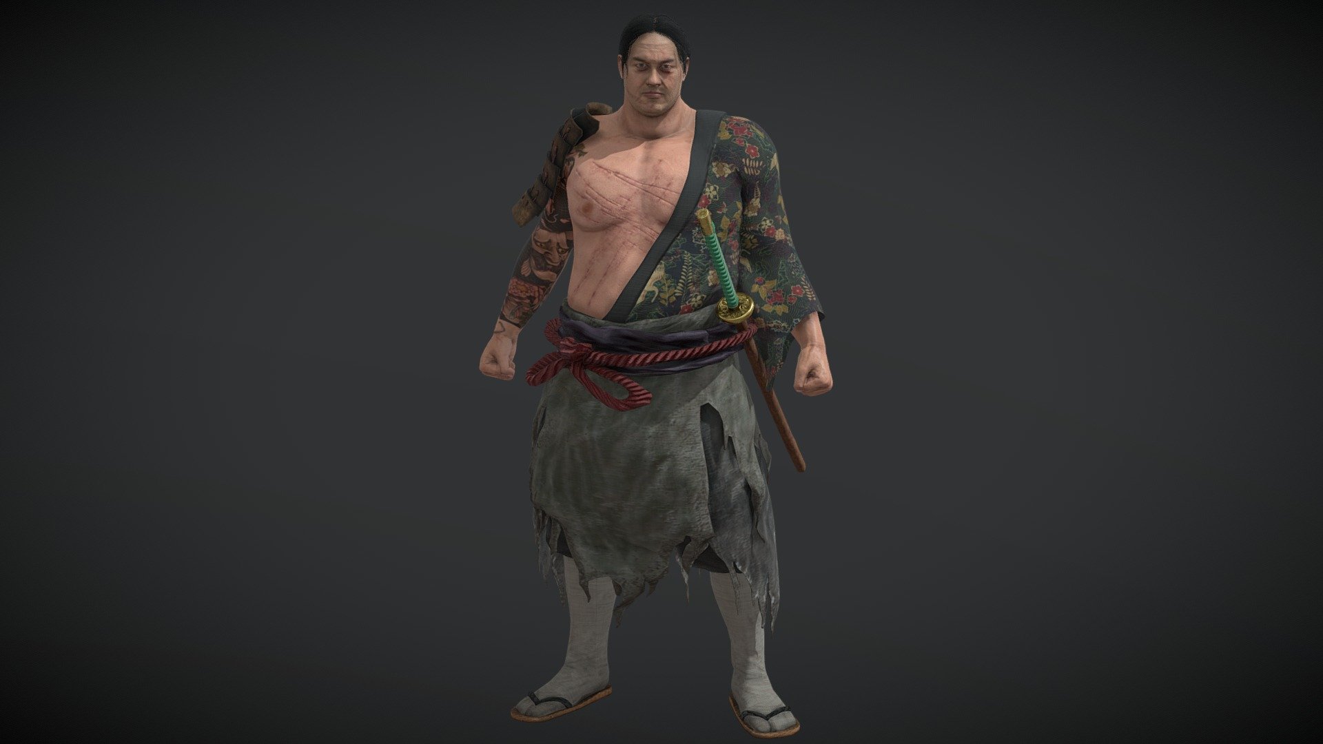 Samurai:
Complete archive in additional file.

Character in A-pose ( Game Version).




High details.

Highres unique textures.

Rigged.

Exported to Unreal ( migrate files). Use same standard unreal mannequin skeleton. Can handle the same animations as Unreal mannequin from marketplace.

Highres Texturesets.

Professional Uv Layout.

Character mesh.

3d Game Ready Samurai Warrior Character.

High detail and realistic model.

Rigged, with high definition textures.

Texture types:




Albedo (Diffuse).

Normal.

Roughness.

Metallness.

ORM(Unreal Engine).
